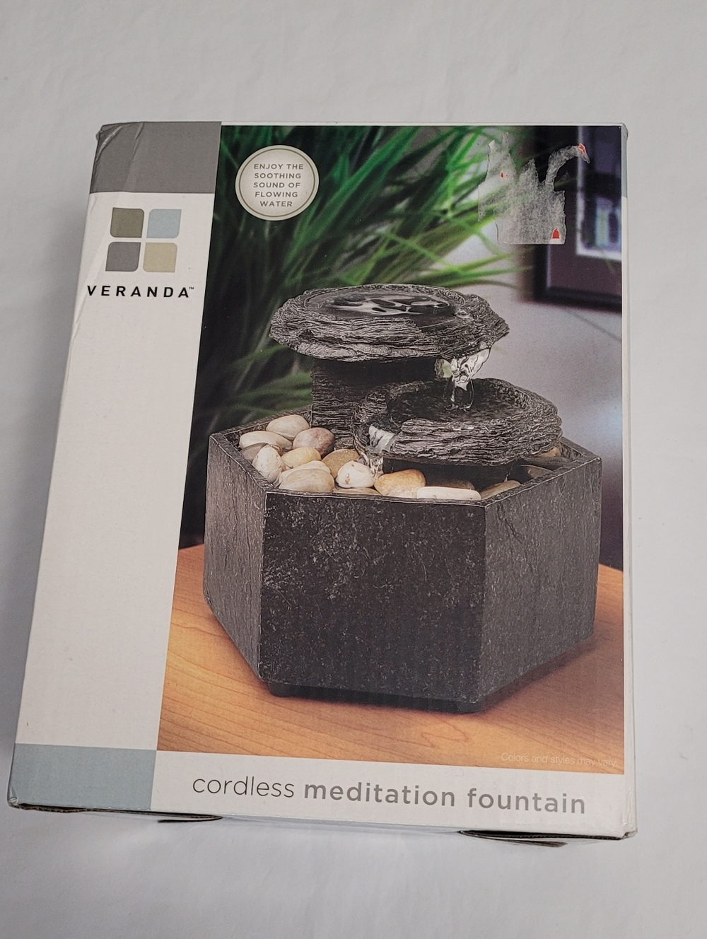 NIB Veranda Cordless Meditation Fountain Soothing Sound of Flowing Water